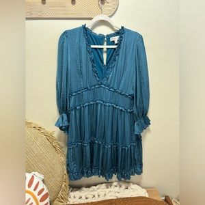 Blue Silk Ruffle Top🤍